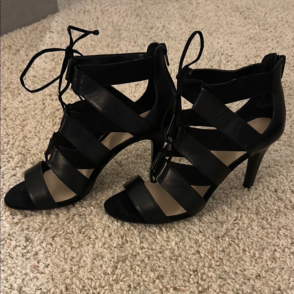 Nine West Black Strappy Heels